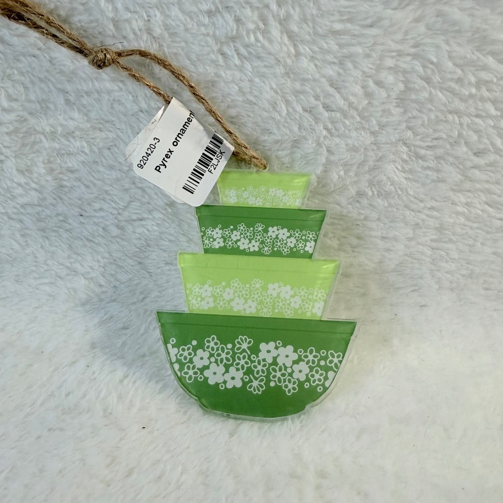 Pyrex Ornament Green New Spring Blossom Stacked Bowl Retro Decor